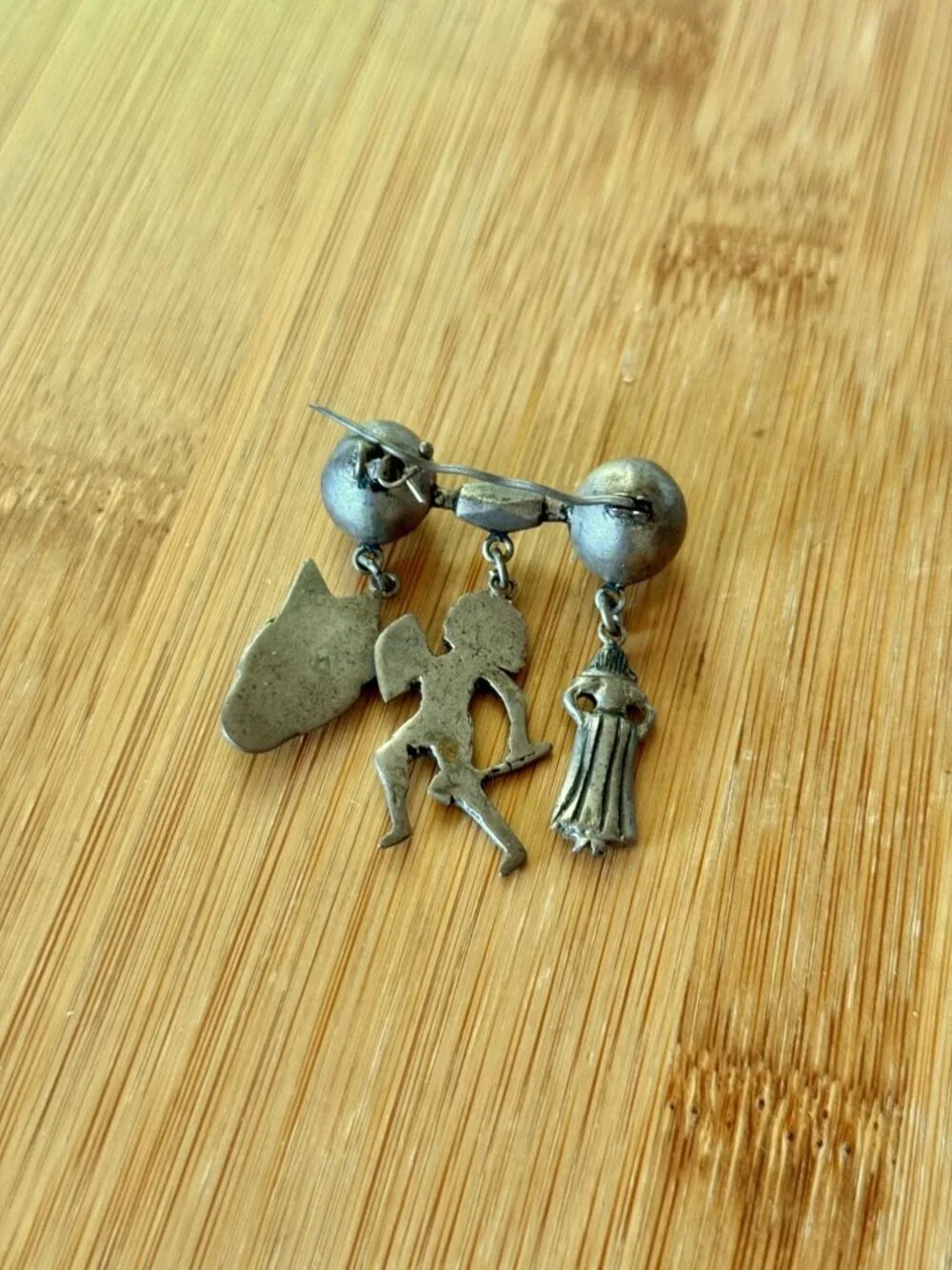 Antique Early Century 800 Silver Pin with Native American And Tribal Mask Motif